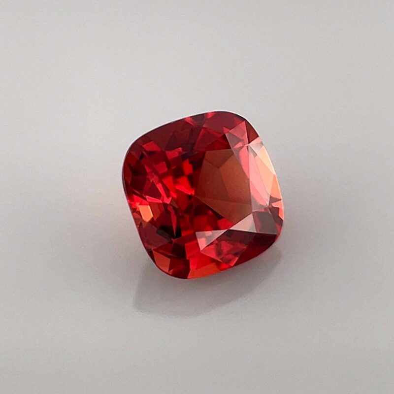 natural red orange spinel cushion certified